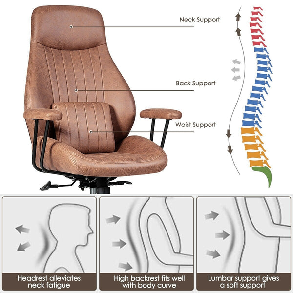 Height Adjustable Ergonomic High Back Office Chair - Deep Brown