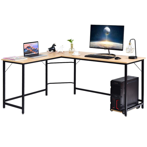 L Shaped Corner Computer / Gaming Desk - Natural