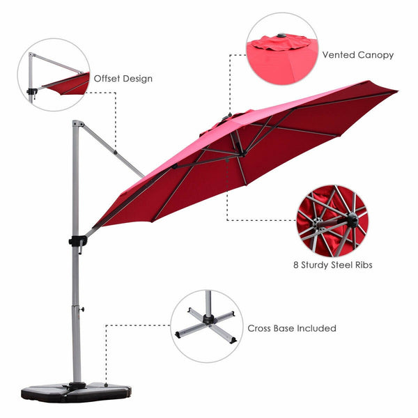 11ft Patio Offset Cantilever Umbrella - Red