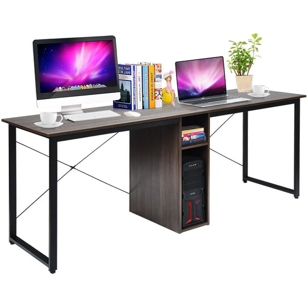 2 Person Computer Desk with Cabinet