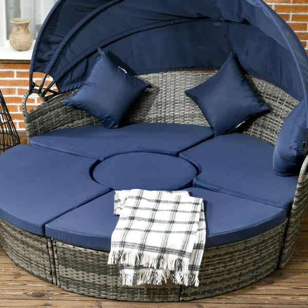 4pc Outdoor Daybed with Canopy - Dark Blue