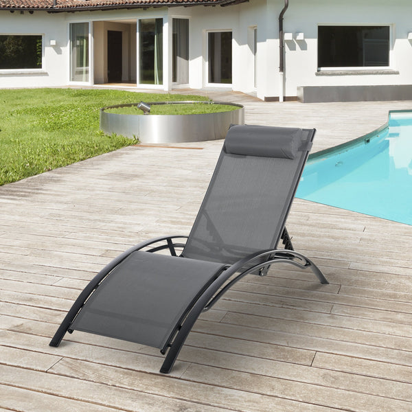 5 Level Adjustable Outdoor Reclining Lounge Chair - Grey