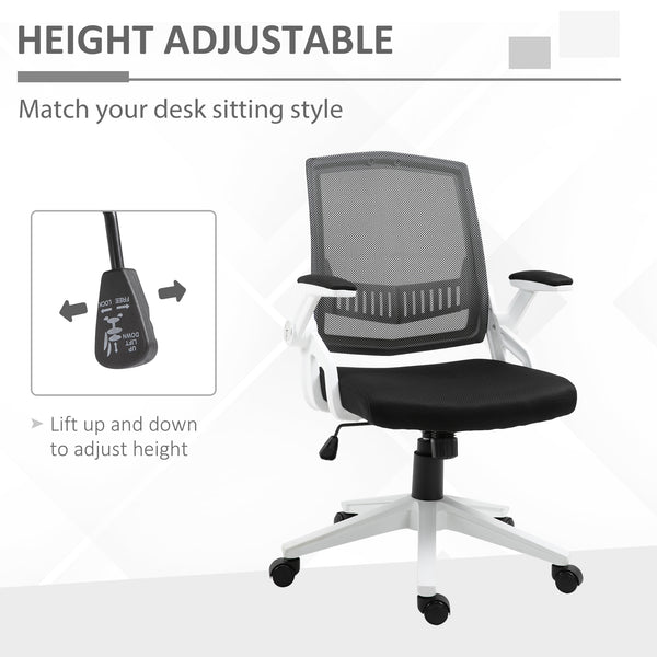 Adjustable Home Office Chair with Flip-Up Arms - Black