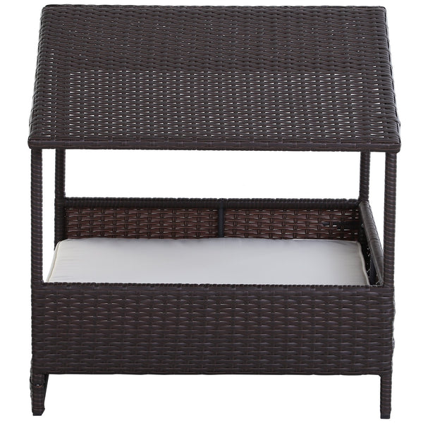 Outdoor Rattan Wicker Pet House Bed with Cushion