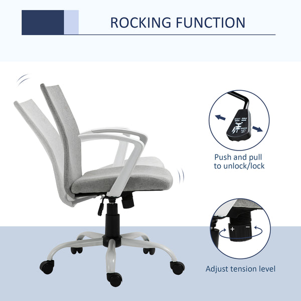 Home Office Computer Chair with Armrests - Light Grey