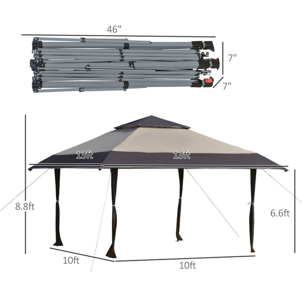 13x13 ft Height Adjustable Pop Up Canopy Tent with Top Vent - Khaki