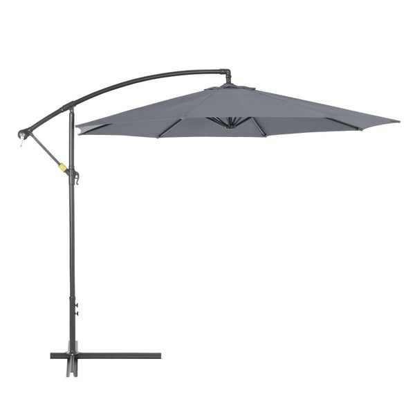 10 ft. Cantilever Patio Garden Parasol Hanging Umbrella - Grey