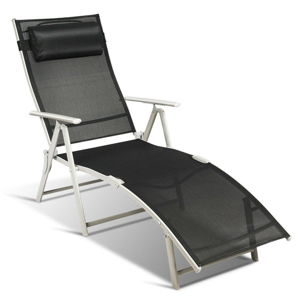 Outdoor Adjustable Patio Chaise Lounge Chair - Black