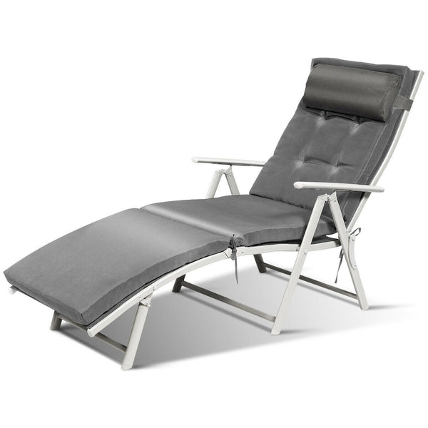 Outdoor Adjustable Patio Chaise Lounge Chair - Gray