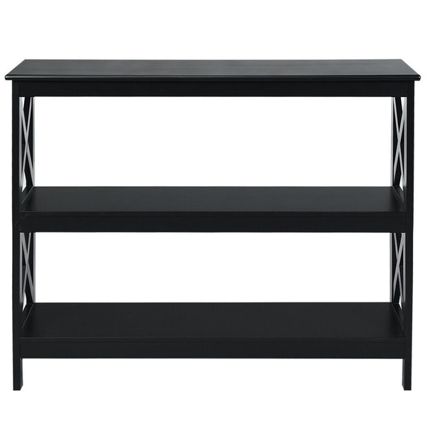 3-Tier X-Design Sofa Side Table - Black