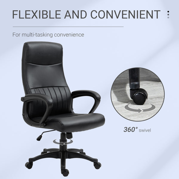 Height Adjustable High Back Executive Home Office Chair - Black