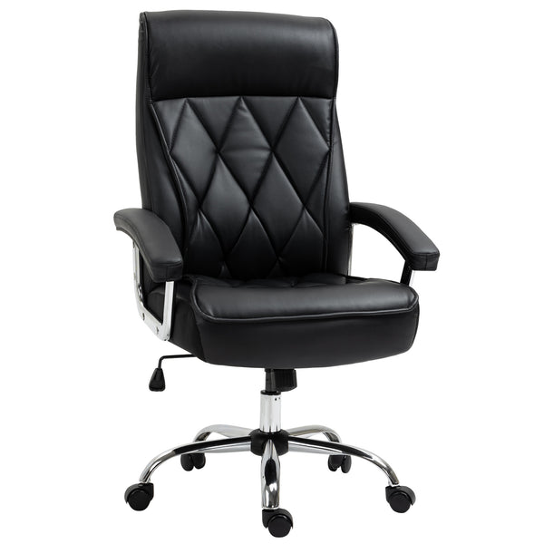 High Back Executive Diamond Stitched Home Office Chair - Black