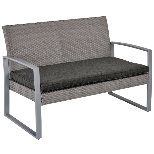 4pc Wicker Rattan Patio Sofa Set - Grey