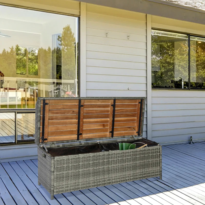 Outdoor patio Wicker Storage Deck - Mixed Gray