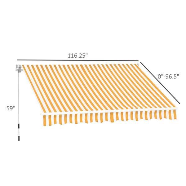 10’x8’ Manual Retractable Sun Shade Patio Awning - Orange