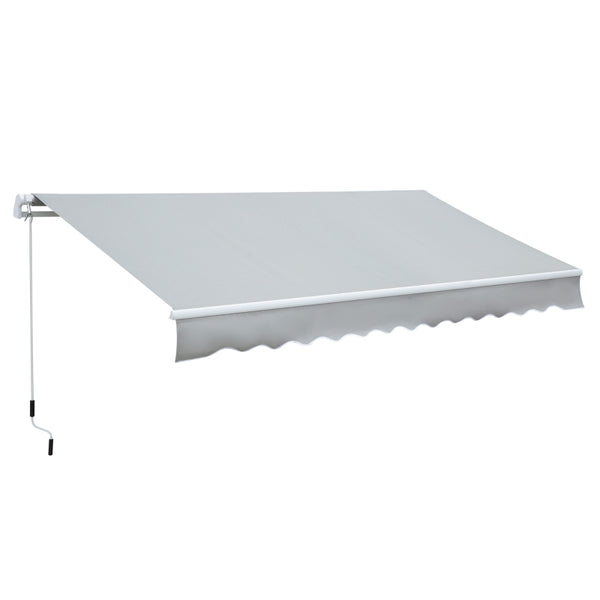 12x8.2ft Manual Retractable Patio Awning - Gray