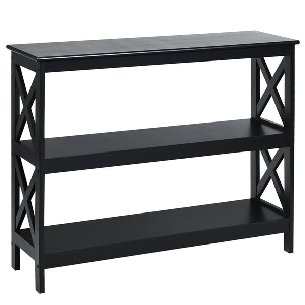3-Tier X-Design Sofa Side Table - Black
