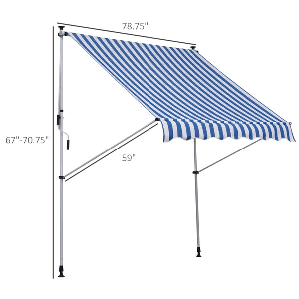 6.6'x5' Manual Retractable Patio Awning - Blue