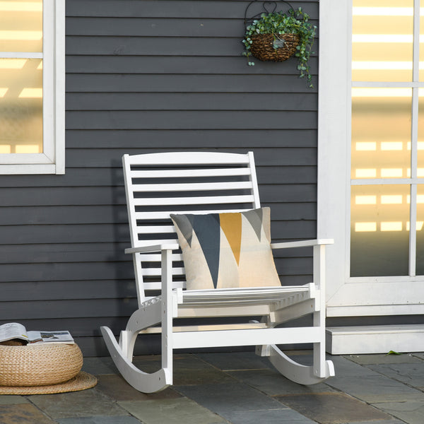Outdoor Wooden Patio Rocking Chair - White