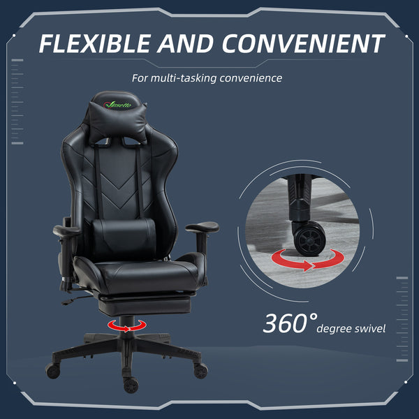 Gaming Computer Home Office Recliner Chair with Footrest - Black