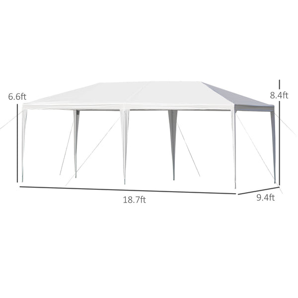 19x9 ft Party Gazebo Canopy Tent with Removable Mesh Netting - White