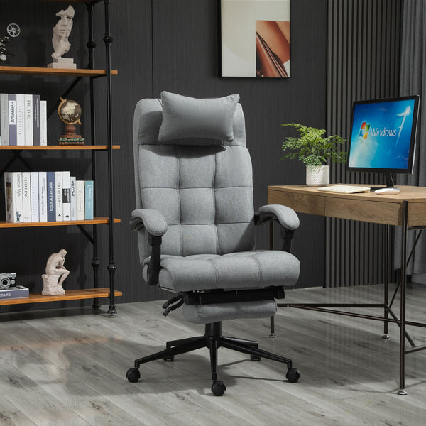 High Back Executive Home Office Chair with Footrest - Light Grey