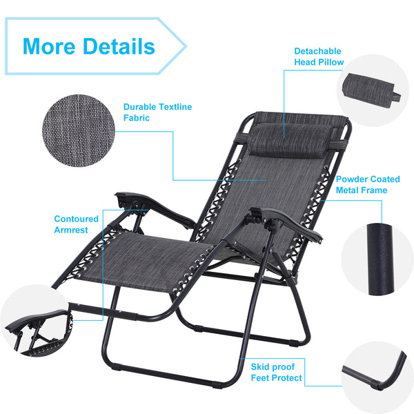 3pc Outdoor Garden Chair Set - Dark Grey