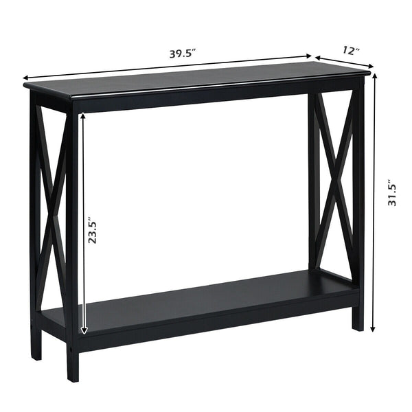 2-Tier X-Design Side Accent Table - Black