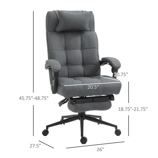 High Back Executive Home Office Chair with Footrest - Dark Grey
