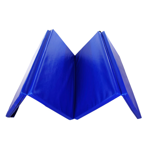 Folding Gym Exercise Yoga Mat (4 Panels) - Bright Blue