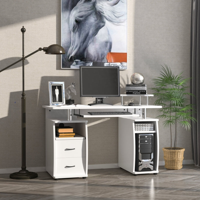 Computer Desk with Keyboard Tray - White