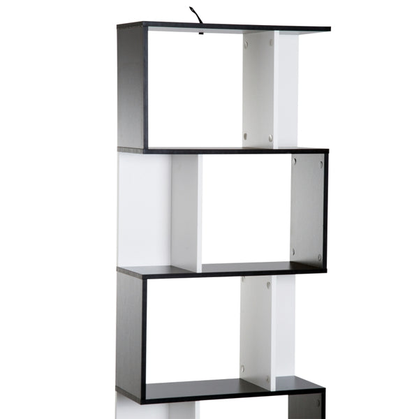 Modern S Shaped Bookcase - Black and White