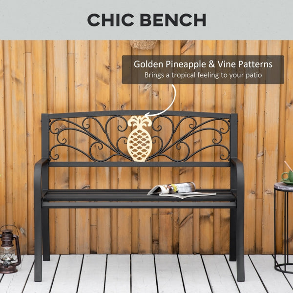 2 Seater Garden Bench - Black, Gold