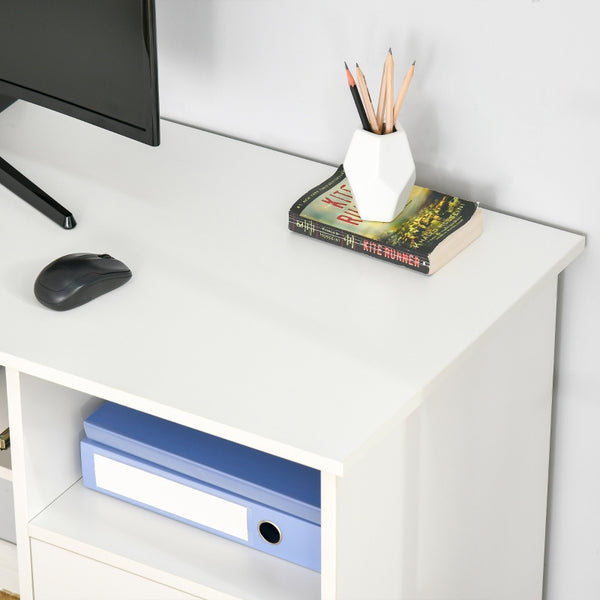 Computer Desk with a Keyboard Tray - White