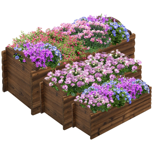 3pc Wooden Garden Flower Bed - Natural
