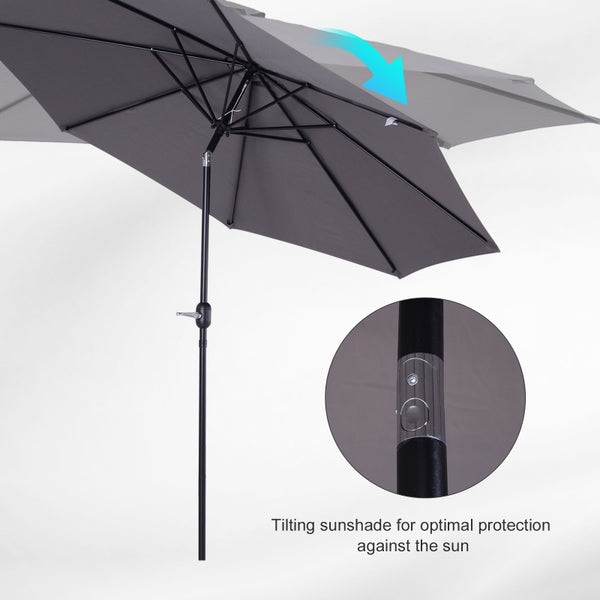 10’ x 8’ Outdoor Garden Umbrella - Gray