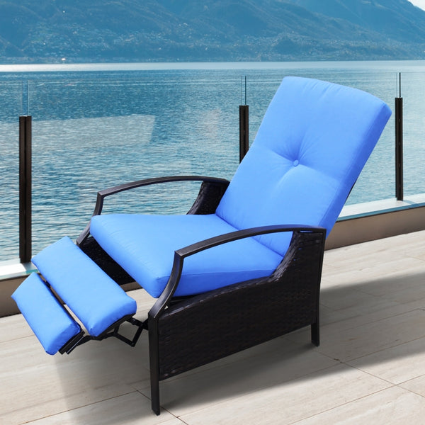 Adjustable Patio Recliner Chair - Blue