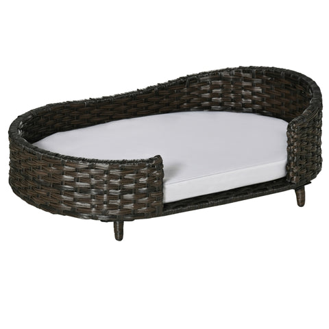 Raised Wicker Rattan Dog Bed - Charcoal Gray