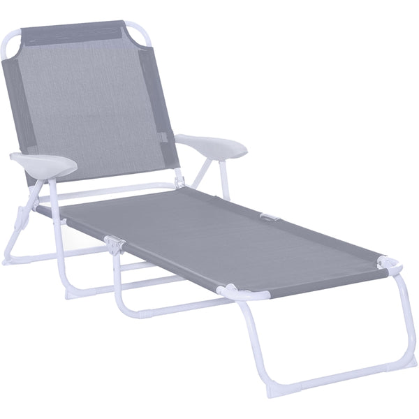 4-Level Adjustable Beach Lounger - Gray