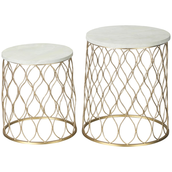 Set of 2 Patio Round Nesting Coffee Table - Gold