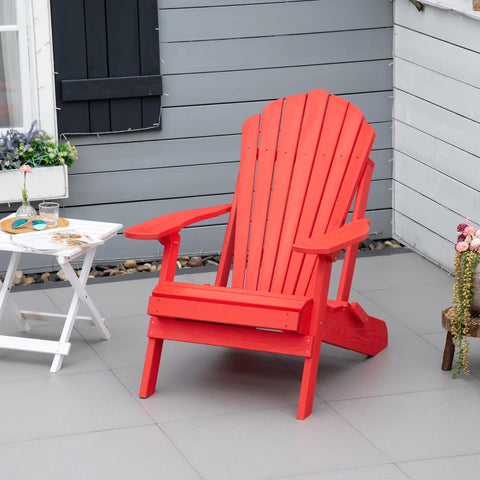 Foldable Adirondack Chair with Ottoman - Red