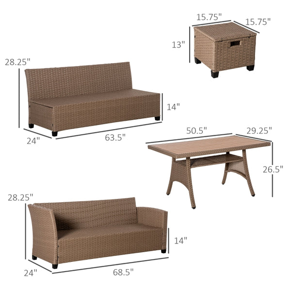 6pc Wicker Patio Sofa Set - Khaki