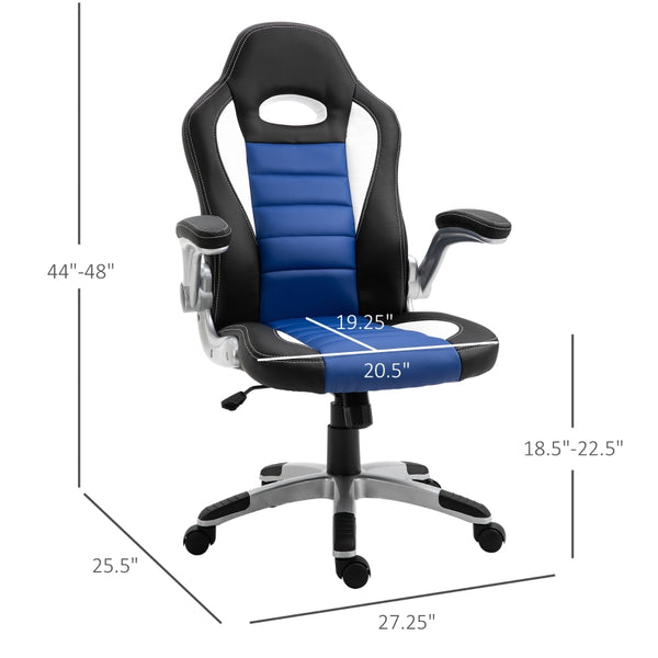 Adjustable High Back Home Office Gaming Chair - Blue/Black/White