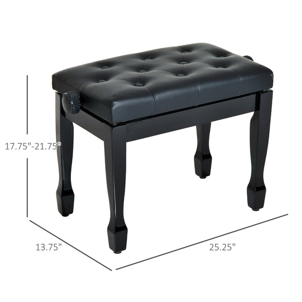 25” Adjustable Padded Piano Bench Keyboard Stool - Black