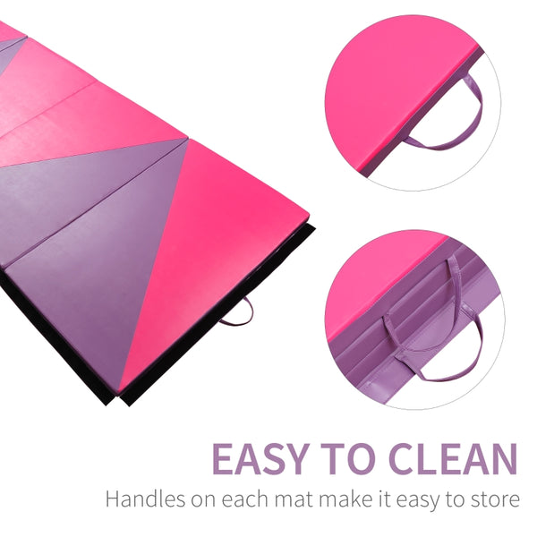 Folding Gym Exercise Yoga Mat - Pink and Purple