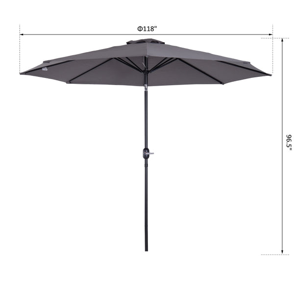 10’ x 8’ Outdoor Garden Umbrella - Gray