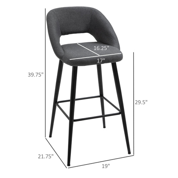 Set of 2, 29.5" Pub Chairs - Gray