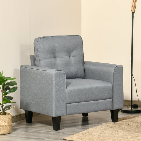 Button Tufted Accent Chair - Gray