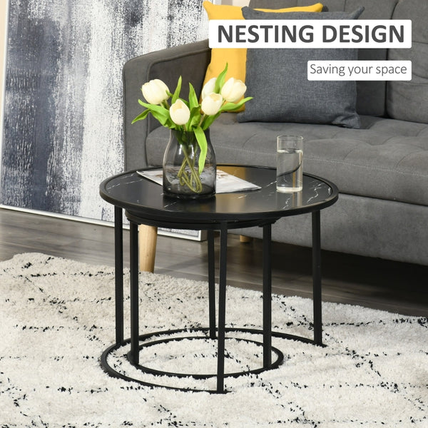 Set of 2 Round Nesting Coffee Tables - Black