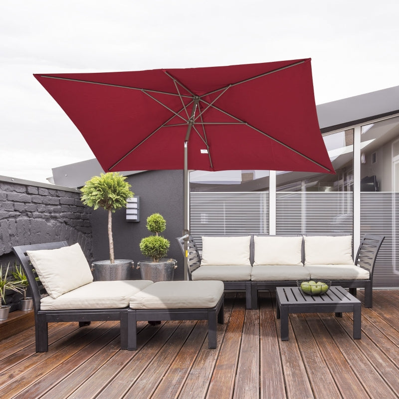 6.5x10ft Rectangle Tilt Patio Umbrella - Wine Red